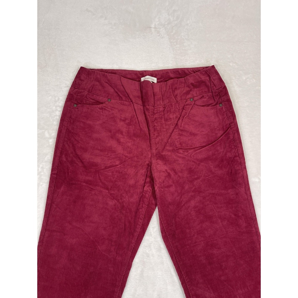 Coldwater Creek Pants Womens 16 Burgundy Corduroy Straight Leg Stretch Casual - Picture 2 of 10
